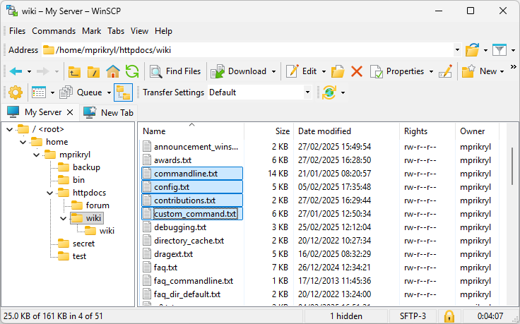 WinSCP, key auth, checksum